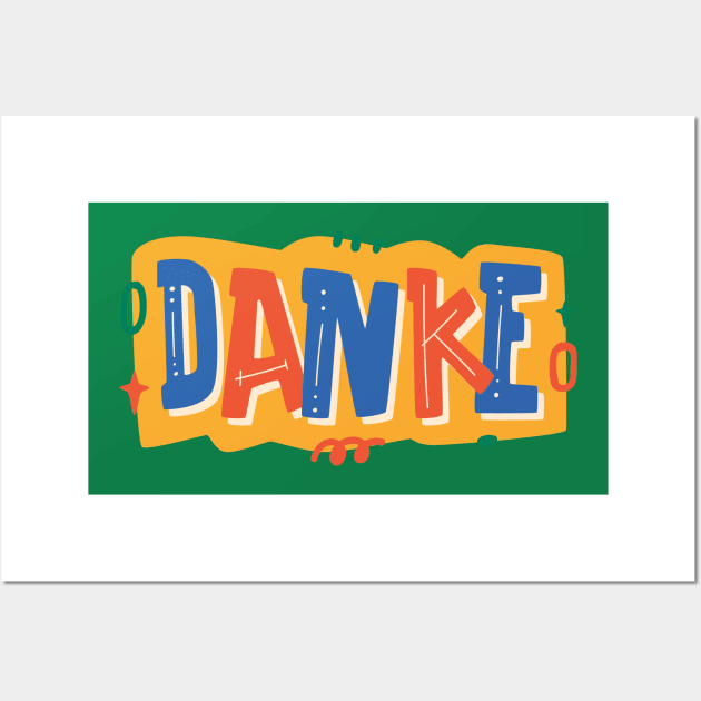 Colorful Retro Danke Word pattern Wall Art by RubyCollection